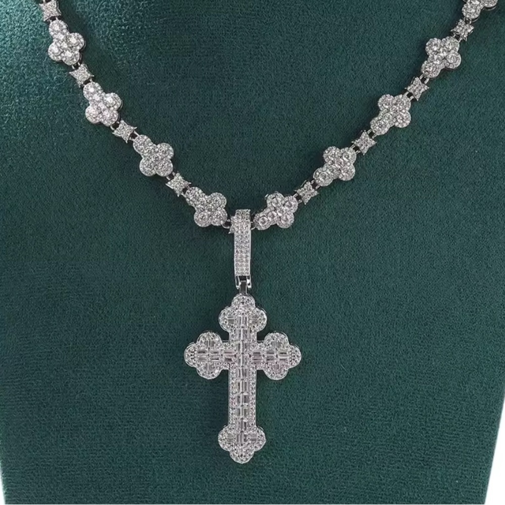 Silver Cross Necklace 18inch - Picture 3 of 6